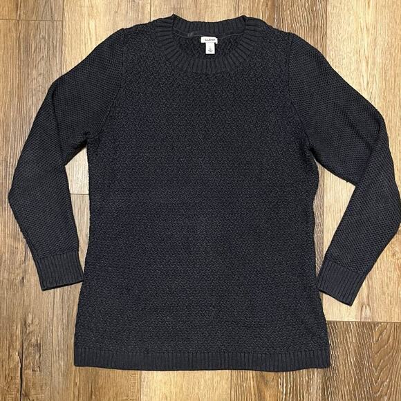 L.L. Bean Crewneck Heavy Knit Textured Sweater Womens Size L Dark Gray  290401 - Picture 1 of 6